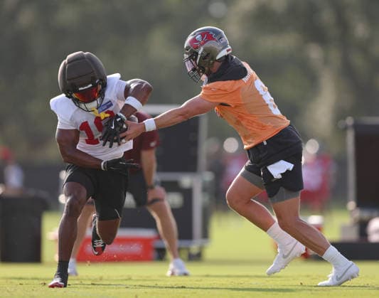 July 31, 2026: Tampa Bay Buccaneers quarterback Baker Mayfield (6) during training camp at AdventHeath Training Center in Tampa, FL. Taylor McFee CSM NFL, American Football Herren, USA 2026: Tampa Bay Buccaneers Training Camp JUL 31  - ZUMAc04_ 20260731_zma_c04_041 Copyright: xTaylorxMcfeex