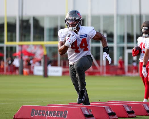 July 31, 2026: Tampa Bay Buccaneers running back Sean Tucker (44) during training camp at AdventHeath Training Center in Tampa, FL. Taylor McFee CSM Tampa USA - ZUMAc04_ 20260731_zma_c04_048 Copyright: xTaylorxMcfeex