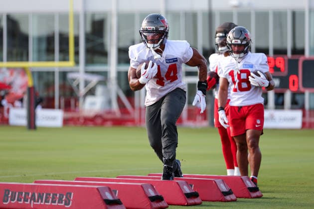 July 31, 2026: Tampa Bay Buccaneers running back Sean Tucker (44) during training camp at AdventHeath Training Center in Tampa, FL. Taylor McFee CSM Tampa USA - ZUMAc04_ 20260731_zma_c04_054 Copyright: xTaylorxMcfeex