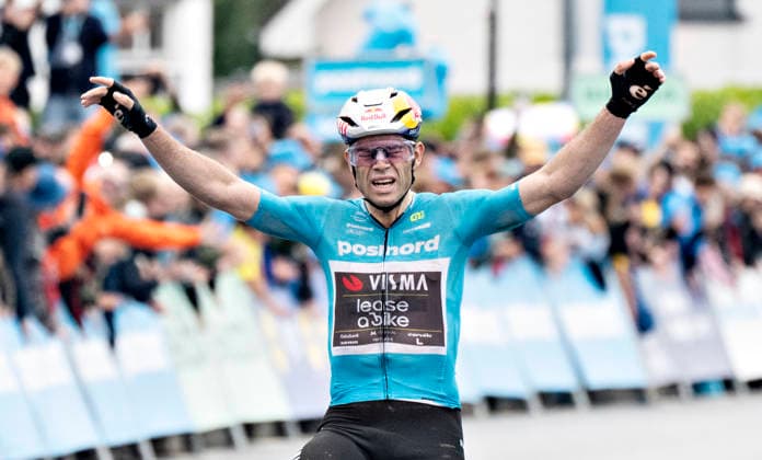 DENMARK PostNord Danmark Rundt - Stage 3 Wout Van Aert, Team Visma Lease a Bike wins Stage 3 of PostNord Danmark Rundt, Friday, July 31, 2026. The stage is 202.9 kilometers long and runs from Fredericia to Vejle. (Photo: Henning Bagger Ritzau Scanpix) , Vejle Denmark *** DENMARK PostNord Danmark Rundt Stage 3 Wout Van Aert of Team Visma Lease a Bike wins Stage 3 of PostNord Danmark Rundt, Friday, July 31, 2026 The stage is 202.9 kilometers long and runs from Fredericia to Vejle Photo: Henning Bagger, Ritzau Scanpix, Vejle, Denmark  Copyright: HenningxBagger HenningxBaggerx spdk20260731-184003-L