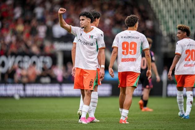 NIJMEGEN , 31-07-2026 , Stadium De Goffert , season 2026 2027 , Dutch pre season football , match between NEC Nijmegen and Sevilla FC , picture shows NEC Nijmegen player Sami Ouaissa after he scores the 1-0 NEC - Sevilla (friendly)  x205353668x Copyright: