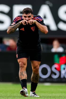NIJMEGEN, NETHERLANDS - JULY 31: Isaac Romero of Sevilla FC celebrates after scoring his team s first goal during the pre-season friendly match between NEC Nijmegen and Sevilla FC at the Goffertstadion on July 31, 2026 in Nijmegen, Netherlands.  Copyright: xRenexNijhuis MBxMediax