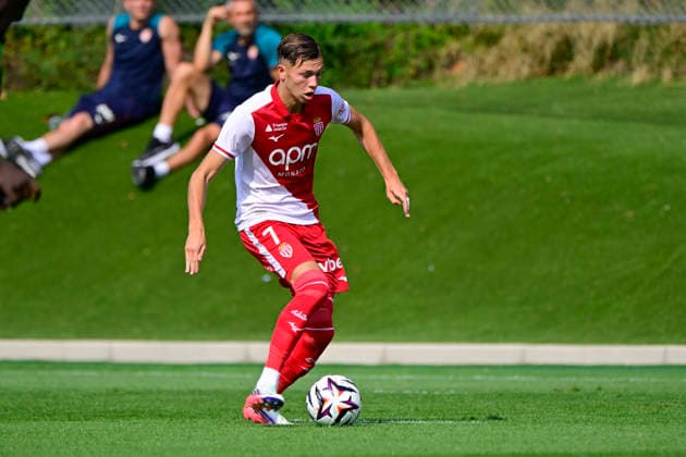 FOOTBALL : AS Monaco VS Cercle Bruges - 31 07 2026 Mathys Detourbet(ASM) - Pre-season friendly between AS Monaco and Cercle Bruges, on July 31, 2026 at the AS Monaco Performance Center. La TurbieFrance  Copyright: xWilliamxCannarellax