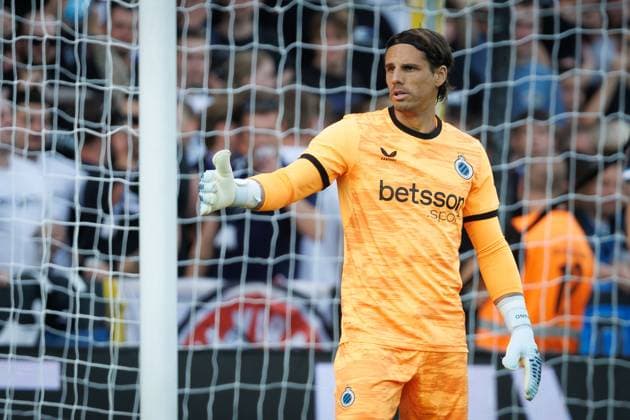 Club s Yann Sommer pictured in action during a soccer match between Belgian champion Club Brugge KV and Cup winner Union Saint-Gilloise, Friday 31 July 2026 in Brussels, the Super Cup where the Champion of the Jupiler Pro League meets the winner of the Croky Cup. KURTxDESPLENTER  x182512087x
