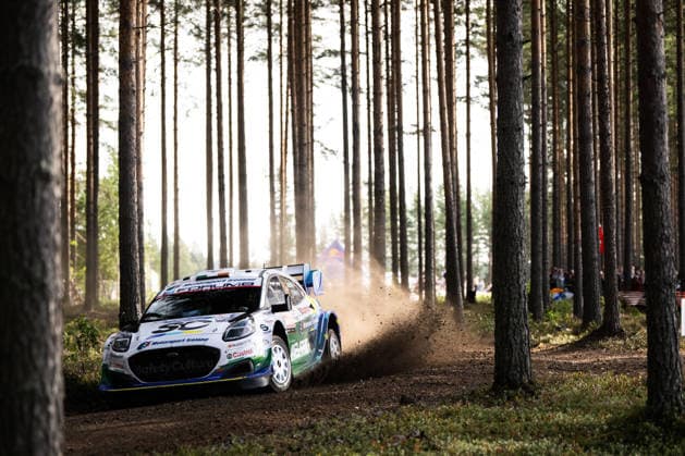 IPA87141791 - 95 Jon Armstrong (driver) and Shane Byrne (co-driver) of the M Ford World Rally Team, driving the Ford Puma Rally1, are in second place on the second day of the race during the FIA World Rally Championship WRC, Motorsport Rallye, WM Secto Rally Finland 2026 on June 31, 2026, in Jyväskylä, Finland.  Copyright: xLucaxBarsali IPAxSportx xx 87141791