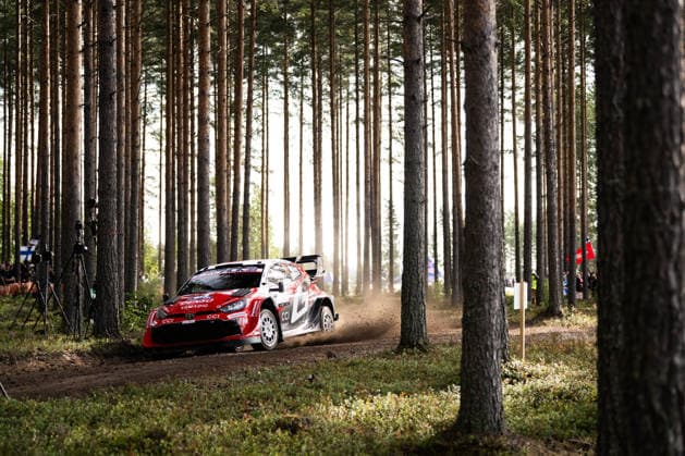 IPA87141790 - ,Driver Takamoto Katsuta and co-driver Aaron Johnston of Team Toyota Gazoo Racing WRT, driving a Toyota GR Yaris Rally1, are in second place on the second day of the race during the FIA World Rally Championship WRC, Motorsport Rallye, WM Secto Rally Finland 2026 on June 31, 2026, in Jyväskylä, Finland  Copyright: xLucaxBarsali IPAxSportx xx 87141790