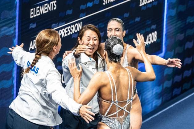 European Aquatics Championships Paris 2026 - Day One Anna Maria Alexandri and Eirini Marina Alexandri of Greece reacts after competing in the duet technical artistic swimming final event during the LEN European Aquatics Championships at the Olympic Aquatics Centre in Saint-Denis, northeastern suburbs of Paris, on July 31, 2026. Paris Paris Paris France Copyright: xxZsomborxCzomax