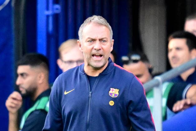 Northampton Town v Coventry City, Pre-Season Friendly FC Barcelona, Barca head coach Hansi Flick during the Pre-Season Friendly match between Northampton Town and Coventry City at Sixfields stadium, Northampton, UK on 18 July 2026. Northampton Sixfields Stadium Northamptonshire UK Editorial use only , Copyright: xDennisxGoodwinx PSI-24521-0096