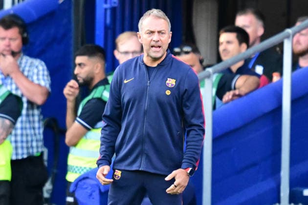 Northampton Town v Coventry City, Pre-Season Friendly FC Barcelona, Barca head coach Hansi Flick during the Pre-Season Friendly match between Northampton Town and Coventry City at Sixfields stadium, Northampton, UK on 18 July 2026. Northampton Sixfields Stadium Northamptonshire UK Editorial use only , Copyright: xDennisxGoodwinx PSI-24521-0097