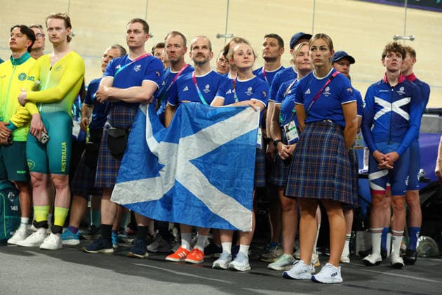 July 31, 2026, Glasgow, Scotland, Great Britain: TEAM SCOTLAND during the Track cycling, Rad, Radsport, Bahnrad, Bahn Men s Elimination Race Final of the Commonwealth Games Glasgow 2026 in Glasgow, Scotland. Commowealth Games 2026: Track Cycling  - ZUMAc179 20260731_zep_c179_153 Copyright: xMickaelxChavetx
