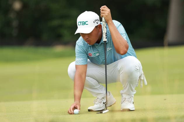 Rocket Classic DETROIT, MICHIGAN - JULY 31: Kevin Yu of Chinese Taipei lines up his putt on the 9th green during the second round of the Rocket Classic 2026 at the Detroit Country Club in Detroit, Michigan, MI, USA Friday, July 31, 2026. Detroit Michigan United States  Copyright: xJorgexLemusx originalFilename:lemus-rocketcl260731_nplPN.jpg