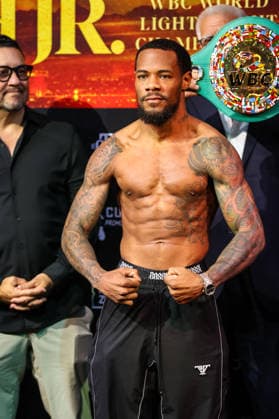 July 31, 2026: Lightweight Lamont Roach Jr. on stage during weigh-ins for the Roach Jr. vs Zepeda event at the Skybox Lounge inside the Virgin Hotels on July 31, 2026 in Las Vegas, NV. CSM. Las Vegas United States of America - ZUMAc04_ 20260731_zma_c04_188 Copyright: xChristopherxTrimx