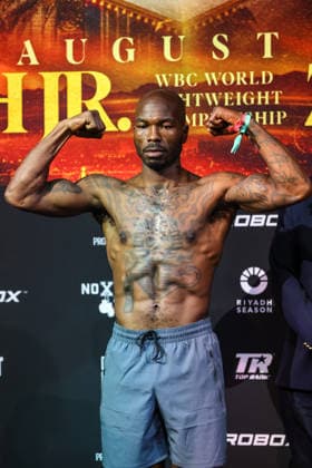July 31, 2026: Middleweight Aaron Coley on stage during weigh-ins for the Roach Jr. vs Zepeda event at the Skybox Lounge inside the Virgin Hotels on July 31, 2026 in Las Vegas, NV. CSM. Las Vegas United States of America - ZUMAc04_ 20260731_zma_c04_189 Copyright: xChristopherxTrimx