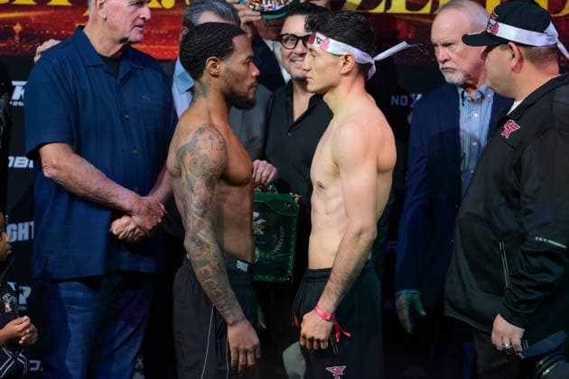July 31, 2026, Las Vegas, Nevada, USA: LAMONT ROACH (L) and WILLIAM ZEPEDA (R) both scaled at 134.6 lbs for the championship belt tomorrow nightÃ¢â‚¬â ¢s Golden Boy promotion at the Virgin Hotel in Las Vegas. Las Vegas USA - ZUMAo117 20260731_zsp_o117_008 Copyright: xMikaelxOnax