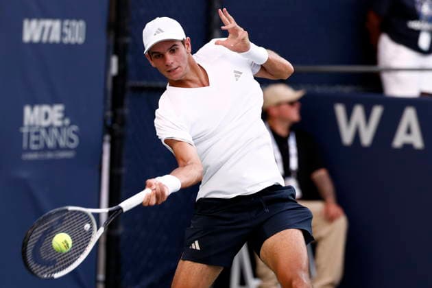 Washington DC Open tennis tounament Rafael Jodar of Spain in action against Lorenzo Musetti of Italy during their quarter-final match at the Washington DC Open tennis tournament, in Washington, DC, USA, 31 July 2026. WASHINGTON DC UNITED STATES  Copyright: xWILLxOLIVERx
