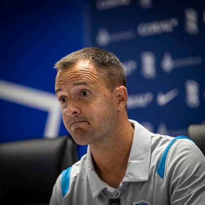 RECORD DATE NOT STATED 31st July 2026; St Andrews, Birmingham, West Midlands, England; Friendly Football, Birmingham City versus Barcelona; Birmingham City Manager Chris Davies answers questions from the media after the match GodfreyxPitt