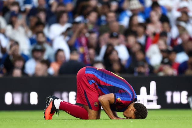 Birmingham City v Barcelona 31 July 2026, Birmingham - Pre Season Friendly - Birmingham City v Barcelona - Hazma Abdelkarim of Barcelona celebrates their first goal - Photo: Jacques Feeney Offside. Birmingham UK *** Birmingham City gegen Barcelona, 31. Juli 2026, Birmingham, Vorbereitungsspiel: Birmingham City gegen Barcelona – Hazma Abdelkarim von Barcelona feiert das erste Tor. Foto: Jacques Feeney. Abseits. Birmingham, Großbritannien  Copyright: xJacquesxFeeneyx xOffsidexOffside