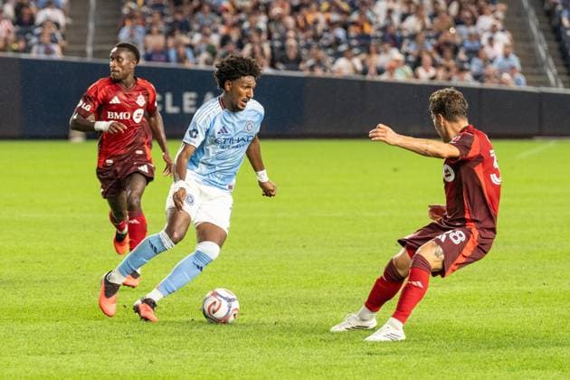 July 31, 2026, Bronx, New York, USA: Talles Magno (11) of NYCFC controls the ball during Regular Season game between NYCFC and Toronto FC at Yankee stadium in New York, NY on July 31, 2026. Game ended in draw 1 - 1. Bronx USA - ZUMAr339 20260731_znp_r339_047 Copyright: xLevxRadinx