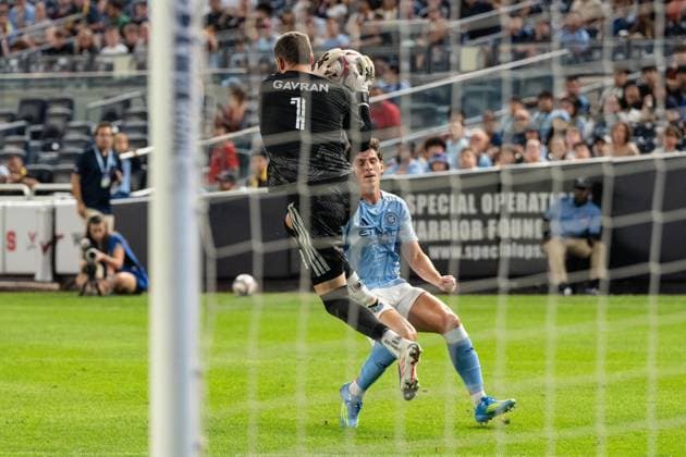 July 31, 2026, Bronx, New York, USA: Goalkeeper Luka Gavran (1) of Toronto FC saves during Regular Season game between NYCFC and Toronto FC at Yankee stadium in New York, NY on July 31, 2026. Game ended in draw 1 - 1. Bronx USA - ZUMAr339 20260731_znp_r339_050 Copyright: xLevxRadinx