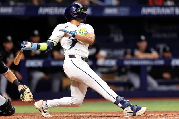 July 31, 2026, St. Petersburg, Florida, USA: Tampa Bay Rays second baseman Richie Palacios (1) flies out to Chicago White Sox center fielder Tristan Peters (29) during an MLB, Baseball Herren, USA game on July 31, 2026 at Tropicana Field. The White Sox beat the Rays 6-1. St. Petersburg USA - ZUMAh180 20260731_zsp_h180_095 Copyright: xKimxHukarix