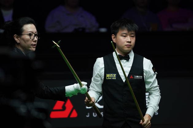 SHANGHAI, CHINA - AUGUST 01: Zhao Xintong of China reacts in the Semifinal match against Kyren Wilson of England on Day 6 of the 2026 Snooker Shanghai Masters at Luwan Gymnasium on August 1, 2026 in Shanghai, China.  Copyright: xTaixChengzhex 111657560836