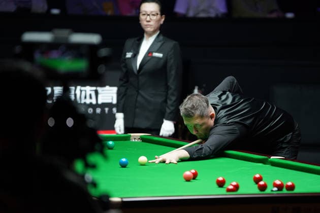 SHANGHAI, CHINA - AUGUST 01: Kyren Wilson of England plays a shot in the Semifinal match against Zhao Xintong of China on Day 6 of the 2026 Snooker Shanghai Masters at Luwan Gymnasium on August 1, 2026 in Shanghai, China.  Copyright: xTaixChengzhex 111657560826