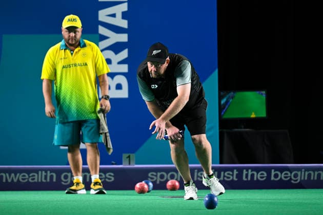 COM26 BOWLS, Ali Forsyth of New Zealand competes during the Men™s Pairs Sectional Play of the Glasgow 2026 Commonwealth Games at SEC Centre Hall 3 in Glasgow, Scotland, Saturday, August 1, 2026. ( NO ARCHIVING, EDITORIAL USE ONLY Glasgow Scotland United Kingdom  Copyright: xLUKASxCOCHx 20260801157408960623