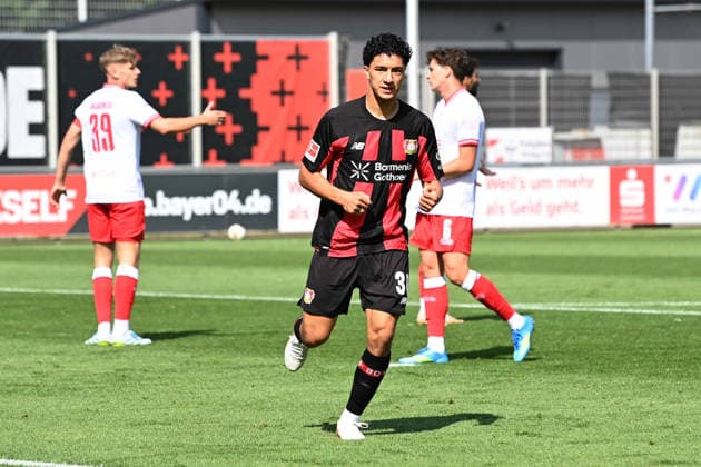 Ibrahim MAZA (LEV) erzielt das Tor zum 1-0, Jubel, jubeln, Freude, cheers, Fussball 1. Bundesliga, Testspiel, testmatch, friendly match, Freundschaftsspiel, Bayer Leverkusen (LEV) - Rot Weiss Essen am 01.08.2026 in Leverkusen Deutschland. DFL regulations prohibit any use of photographs as image sequences and or quasi-video Â *** Ibrahim MAZA LEV scores the goal to make it 1–0; celebration, cheering, joy, cheers, Soccer 1st Bundesliga, friendly match, Bayer Leverkusen (LEV) vs. Rot-Weiss Essen on August 1, 2026, in Leverkusen, Germany. DFL regulations prohibit any use of photographs as image sequences and or quasi-video.