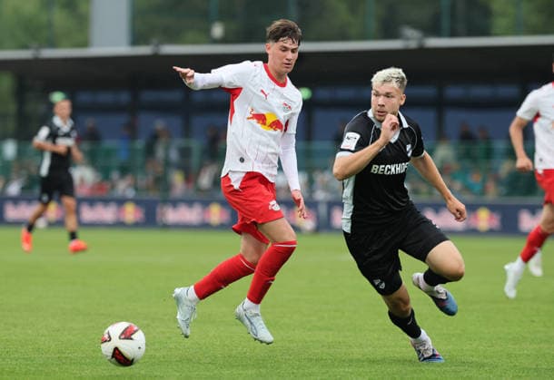 RB Leipzig Ð Verl Testspiel Leipzig, 01.08.2026, Red Bull Campus, Fussball, Testspiel , RB Leipzig vs. SC Verl , Im Bild von links: Andrija Maksimovic (30, RB Leipzig), Paul Lehmann ( 14, Verl). , Nur zur redaktionellen Nutzung. Only editorial use. , *** RB Leipzig vs. Verl Friendly Match, Leipzig, August 1, 2026, Red Bull Campus, Soccer, Friendly Match, RB Leipzig vs. SC Verl, Pictured from left: Andrija Maksimovic 30, RB Leipzig, Paul Lehmann 14, Verl, For editorial use only, Picture Point