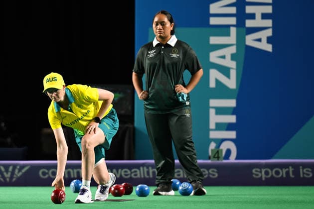 COM26 BOWLS, Ellen Fife of Australia competes during the Women™s Singles Sectional Play of the Glasgow 2026 Commonwealth Games at SEC Centre Hall 3 in Glasgow, Scotland, Saturday, August 1, 2026. ( NO ARCHIVING, EDITORIAL USE ONLY Glasgow Scotland United Kingdom  Copyright: xLUKASxCOCHx 20260801134716476565