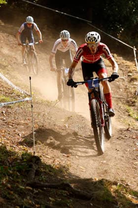 01.08.2026, Monteceneri, Monte Ceneri, 2026 UEC MTB European Championship, EM, Europameisterschaft XCO Men Junior s Final (cross country olympic) Michael Hettegger 4 (AUT), Elias Hückmann 7 (GER) and Noa Tessier 6 (FRA) Monteceneri Monte Ceneri Ticino Switzerland *** August 1, 2026, Monteceneri, Monte Ceneri, 2026 UEC MTB European Championship XCO Men s Junior Final, Cross Country Olympic: Michael Hettegger (4th, AUT), Elias Hückmann (7th, GER), and Noa Tessier (6th, FRA); Monteceneri, Monte Ceneri, Ticino, Switzerland Copyright: xJustPictures.ch FrancescoxMinghettix jp-en-FrMi-_NG_0342