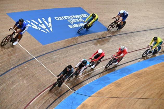 Glasgow 2026 Commonwealth Games Picture by Olly Hassell SWpix.com - 01 08 2026 - Glasgow 2026 Commonwealth Games - Track cycling, Rad, Radsport, Bahnrad, Bahn and Para Track Cycling - Sir Chris Hoy Velodrome, Glasgow, Scotland - Men s 10km Scratch Race - Qualifying Round - Glasgow Sir Chris Hoy Velodrome Scotland Copyright: x xSWpix.comx(t axPhotographyxHubxLtd)xOllyxHassell SWpix.comx SWP-3030-17005
