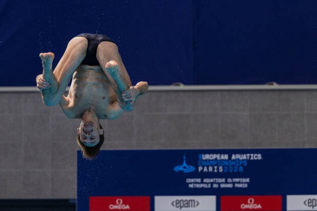 SWIMMING - EAC 2026 PARIS,FRANCE,01.AUG.26 - SWIMMING - European Aquatics Championships Paris 2026, diving, 1m springboard, men. Image shows Gwendel Bisch (FRA).  GEPAxpictures xPhilippxBrem