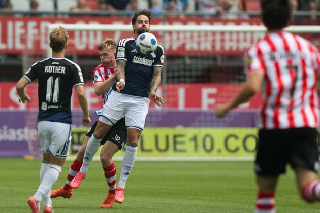 2026-08-01 Sparta Rotterdam v MSV Duisburg - Pre Season Friendly ROTTERDAM, NETHERLANDS - AUGUST 1: Lex Tyger Lobinger of MSV Duisburg controls the ball with his chest during the Pre Season Friendly match between Sparta Rotterdam and MSV Duisburg at Sparta-stadion Het Kasteel on August 1, 2026 in Rotterdam, Netherlands. Rotterdam Sparta-stadion Het Kasteel Netherlands Content not available for redistribution in The Netherlands directly or indirectly through any third parties. Copyright: xHansxvanxderxValkx