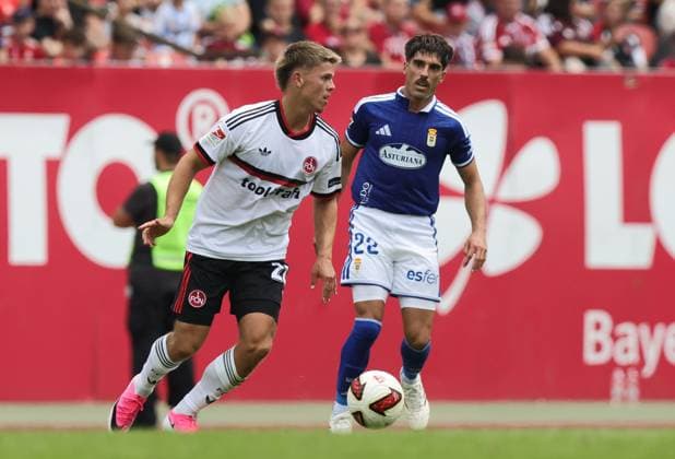 01.08.2026 - Fussball - Saison 2026 2027 - Testspiel Freundschaftsspiel Vorbereitungsspiel: 1. FC Nürnberg Nuernberg FCN ( Club ) - Real Oviedo - Sportfoto Zink DaMa - xdaxmax - Finn Becker (22, 1. FC Nürnberg FCN ) Vidal Miralles (22, Real Oviedo ) *** August 1, 2026 Soccer Season 2026–2027 Exhibition Match Friendly Match Preseason Match 1 FC Nuremberg Nuremberg FCN Club Real Oviedo Sports Photo Zink DaMa xdaxmax Finn Becker 22, 1 FC Nuremberg FCN Vidal Miralles 22, Real Oviedo