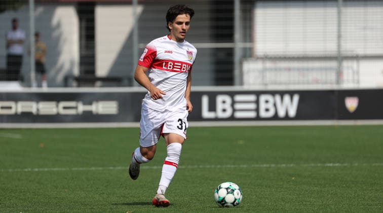 2026.08.01, Deutschland, Stuttgart, Fußball VfB Stuttgart II vs. FC Astoria Walldorf, David Preu (VfB) *** August 1, 2026, Germany, Stuttgart, Soccer: VfB Stuttgart II vs. FC Astoria Walldorf, David Preu (VfB)
