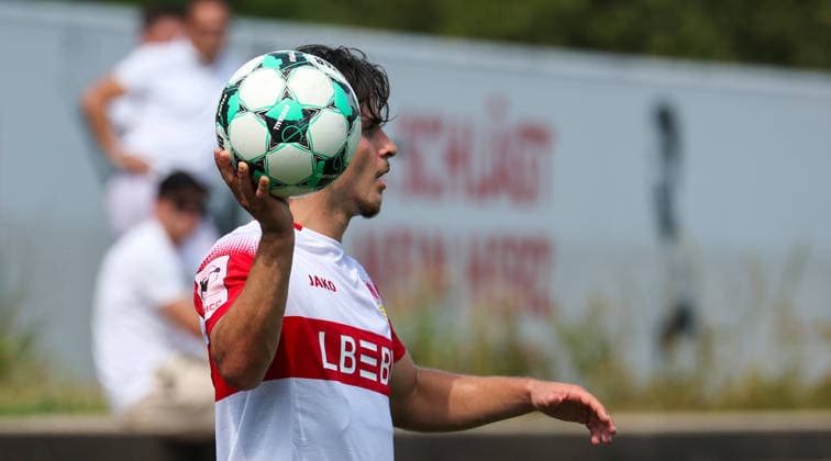 2026.08.01, Deutschland, Stuttgart, Fußball VfB Stuttgart II vs. FC Astoria Walldorf, David Preu (VfB) *** August 1, 2026, Germany, Stuttgart, Soccer: VfB Stuttgart II vs. FC Astoria Walldorf, David Preu (VfB)