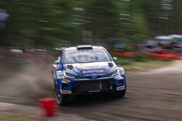 IPA87154678 - Roope Korhonen (FIN) and Anssi Viinikka (FIN) in a Toyota GR Yaris Rally2 from Rautio Motorsport in action during the FIA WRC, Motorsport Rallye, WM SECTO RALLY FINLAND in Jyväskylä, Finland, July 30–August 2, 2026.  Copyright: xFedericoxManoni IPAxSportx xx 87154678