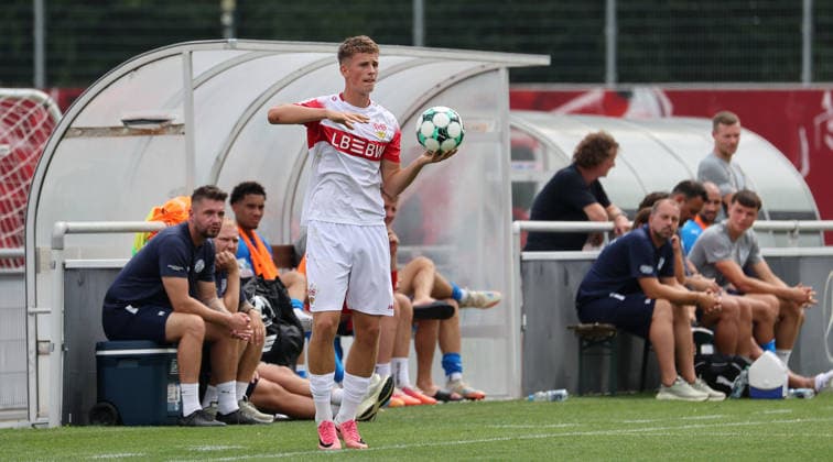 2026.08.01, Deutschland, Stuttgart, Fußball VfB Stuttgart II vs. FC Astoria Walldorf, Luca Berreth (VfB) *** August 1, 2026, Germany, Stuttgart, Soccer: VfB Stuttgart II vs. FC Astoria Walldorf, Luca Berreth (VfB)