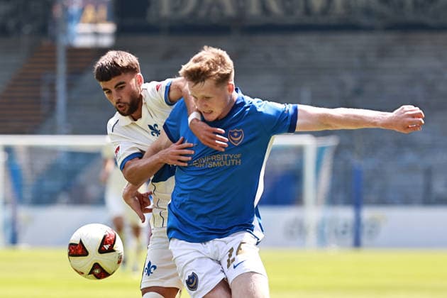 01.08.2026, xtvx, Fussball Testspiel, SV Darmstadt 98 - FC Portsmouth v.l. Zweikampf, Duell, duel, tackle, compete Ibrahim El Kadiri (SV Darmstadt 98) Terry Devlin (FC Portsmouth) (DFL DFB REGULATIONS PROHIBIT ANY USE OF PHOTOGRAPHS as IMAGE SEQUENCES and or QUASI-VIDEO) Darmstadt *** August 1, 2026, xtvx, Soccer Friendly Match, SV Darmstadt 98 vs. FC Portsmouth: Tackle, duel, compete—Ibrahim El Kadiri (SV Darmstadt 98) vs. Terry Devlin (FC Portsmouth). DFL and DFB regulations prohibit any use of photographs as image sequences and or quasi-video. Darmstadt