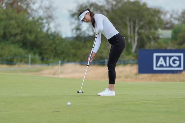 LYTHAM, ENGLAND - AUGUST 1: Alison Lee (USA) putts on the eleventh green during Round 3 at the 50th AIG Women™s Open Championship at the Royal Lytham and St Anne™s Golf Club, Lytham on August 1, 2026 in Lancashire, England The 50th AIG Women™s Open Championship