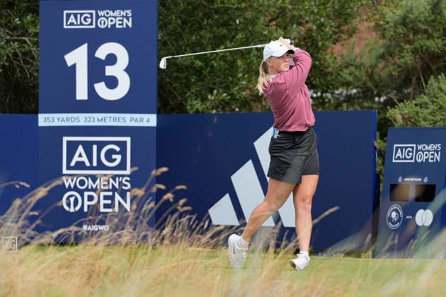 LYTHAM, ENGLAND - AUGUST 1: Maja Stark (SWE) plays from the thirteenth tee during Round 3 at the 50th AIG Women™s Open Championship at the Royal Lytham and St Anne™s Golf Club, Lytham on August 1, 2026 in Lancashire, England The 50th AIG Women™s Open Championship