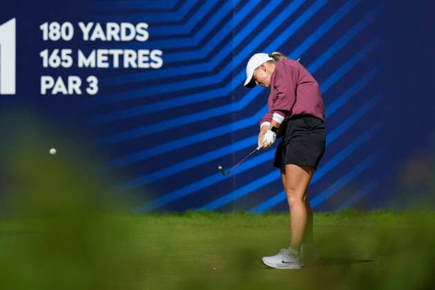 LYTHAM, ENGLAND - AUGUST 1: Maja Stark (SWE) plays from the first tee during Round 3 at the 50th AIG Women™s Open Championship at the Royal Lytham and St Anne™s Golf Club, Lytham on August 1, 2026 in Lancashire, England The 50th AIG Women™s Open Championship