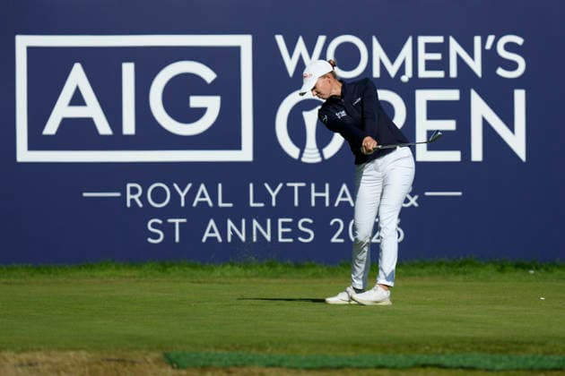 LYTHAM, ENGLAND - AUGUST 1: Alexandra Forsterling (GER) plays from the first tee during Round 3 at the 50th AIG Women™s Open Championship at the Royal Lytham and St Anne™s Golf Club, Lytham on August 1, 2026 in Lancashire, England The 50th AIG Women™s Open Championship