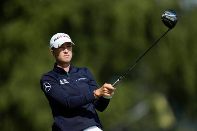 LYTHAM, ENGLAND - AUGUST 1: Alexandra Forsterling (GER) plays from the second tee during Round 3 at the 50th AIG Women™s Open Championship at the Royal Lytham and St Anne™s Golf Club, Lytham on August 1, 2026 in Lancashire, England The 50th AIG Women™s Open Championship