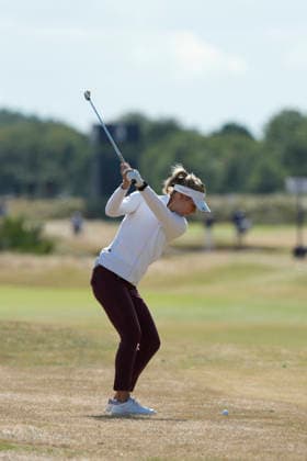 LYTHAM, ENGLAND - AUGUST 1: Annabell Fuller (ENG) plays from the second fairway during Round 3 at the 50th AIG Women™s Open Championship at the Royal Lytham and St Anne™s Golf Club, Lytham on August 1, 2026 in Lancashire, England The 50th AIG Women™s Open Championship