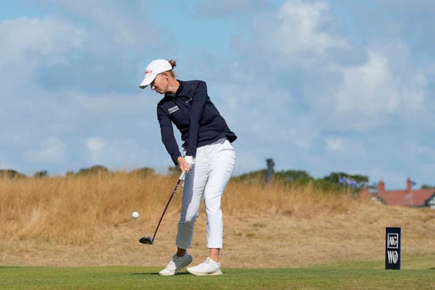 LYTHAM, ENGLAND - AUGUST 1: Alexandra Forsterling (GER) plays from the second tee during Round 3 at the 50th AIG Women™s Open Championship at the Royal Lytham and St Anne™s Golf Club, Lytham on August 1, 2026 in Lancashire, England The 50th AIG Women™s Open Championship