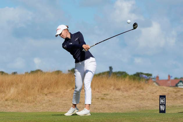 LYTHAM, ENGLAND - AUGUST 1: Alexandra Forsterling (GER) plays from the second tee during Round 3 at the 50th AIG Women™s Open Championship at the Royal Lytham and St Anne™s Golf Club, Lytham on August 1, 2026 in Lancashire, England The 50th AIG Women™s Open Championship