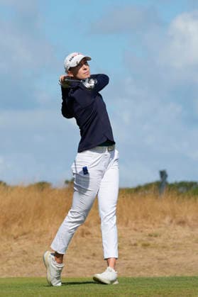 LYTHAM, ENGLAND - AUGUST 1: Alexandra Forsterling (GER) plays from the second tee during Round 3 at the 50th AIG Women™s Open Championship at the Royal Lytham and St Anne™s Golf Club, Lytham on August 1, 2026 in Lancashire, England The 50th AIG Women™s Open Championship