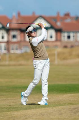 LYTHAM, ENGLAND - AUGUST 1: Chizzy Iwai (JPN) plays from the second fairway during Round 3 at the 50th AIG Women™s Open Championship at the Royal Lytham and St Anne™s Golf Club, Lytham on August 1, 2026 in Lancashire, England The 50th AIG Women™s Open Championship
